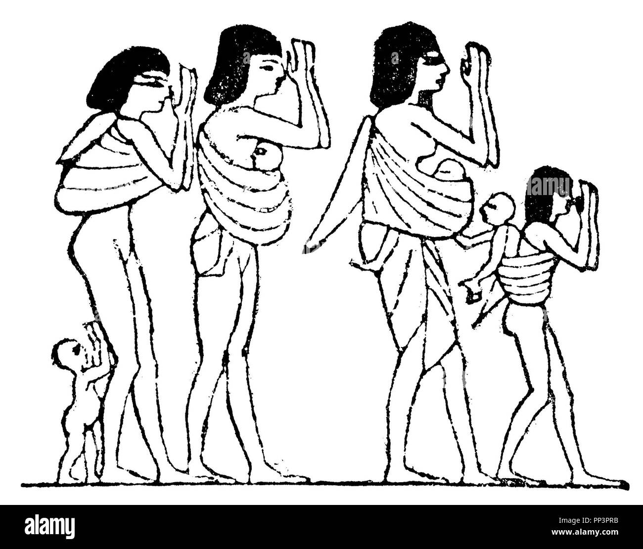 Antike Ägyptische Trauernden bei der Beerdigung. Nach Wilkinson, 1897 Stockfoto