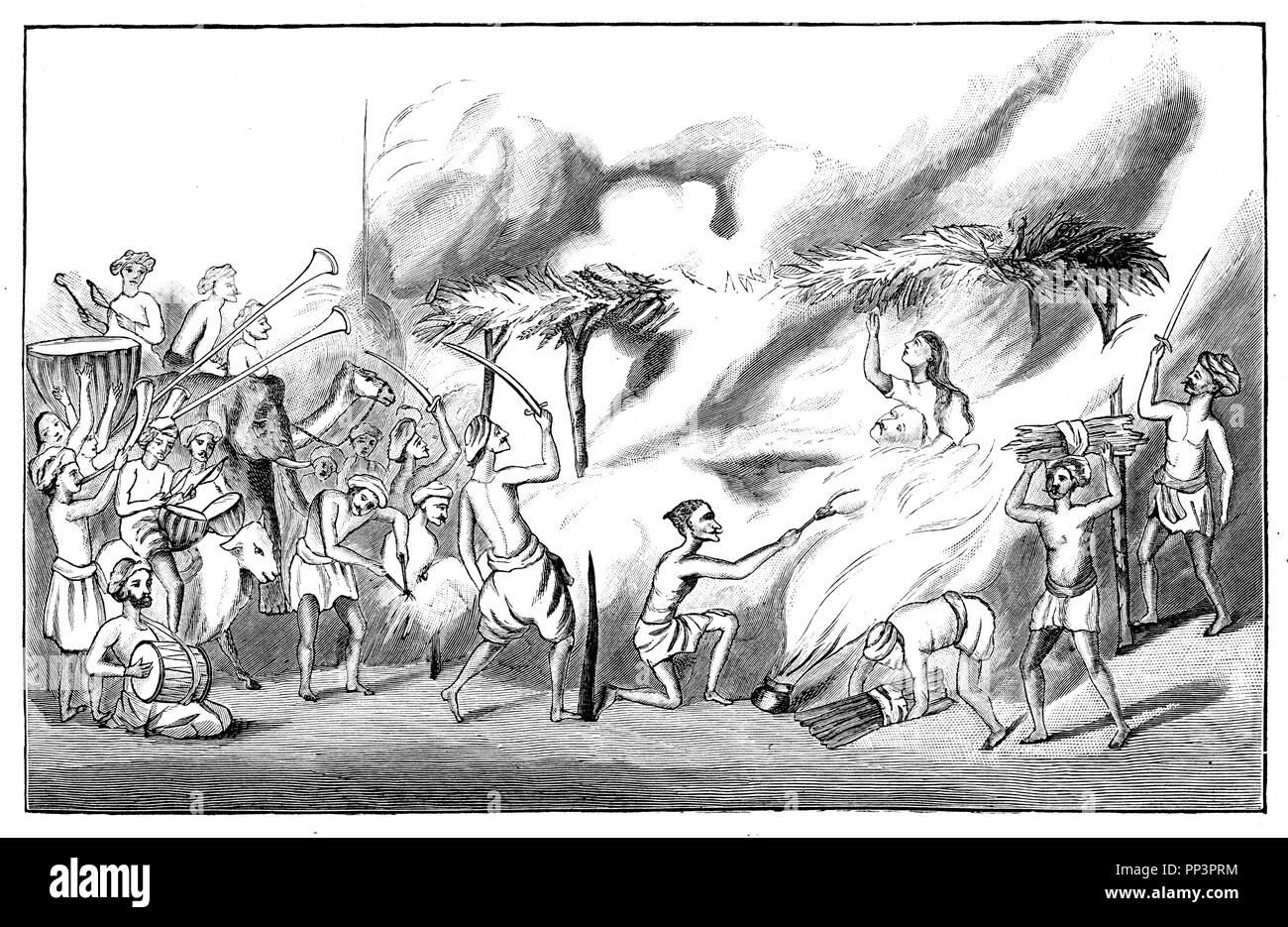 Suttee, Witwenverbrennung in Indien. Nach einer Indischen Malerei, 1897 Stockfoto