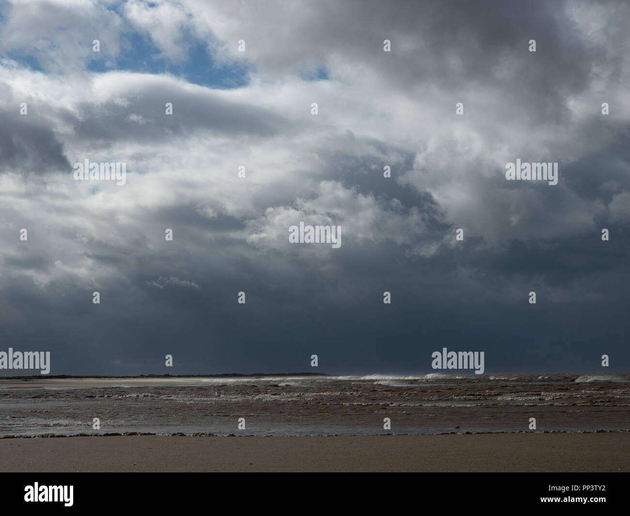 Sturm Brancaster Beach Stockfoto