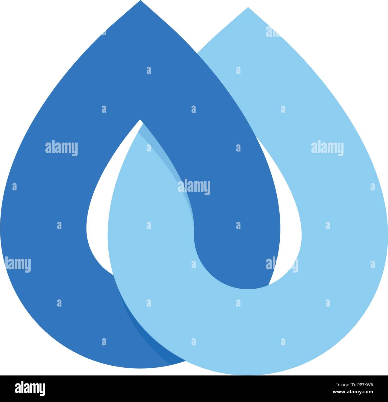 Fallende tropfen Symbol. Sauberes Wasser logo Vorlage. Runde Regenwetter Schriftzug. Einfache ombre gradient Flacher Stil unterzeichnen. Blau abstrakte Symbol. Isolierte Vector Illustration auf weißem Hintergrund. Stock Vektor