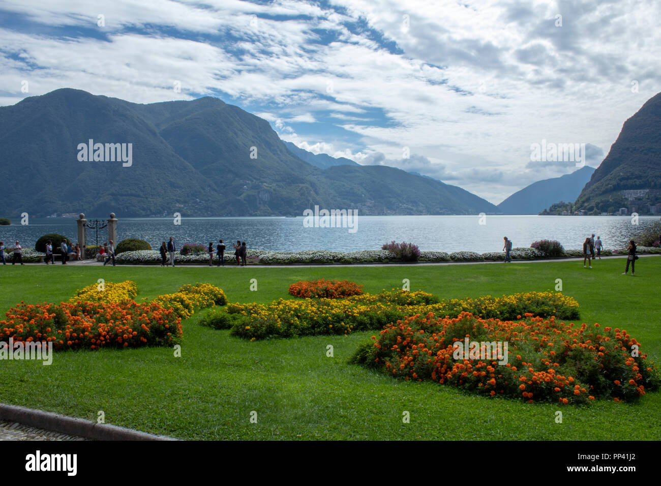 Lugano und seine Farben Stockfoto