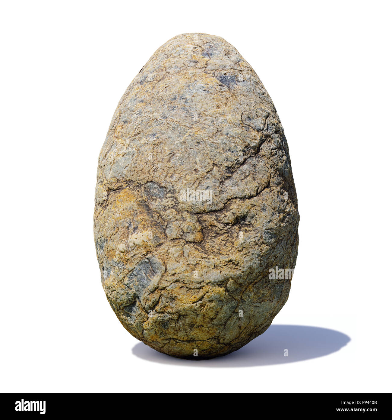Dinosaurier Ei, alte Stein dino Ei mit Schatten auf weißem Hintergrund  Stockfotografie - Alamy