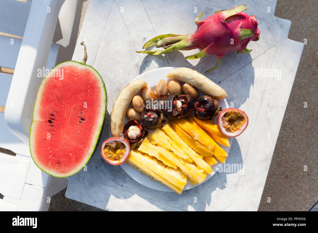 Verschiedene Arten von frischen Früchten foun in Thailand. Stockfoto