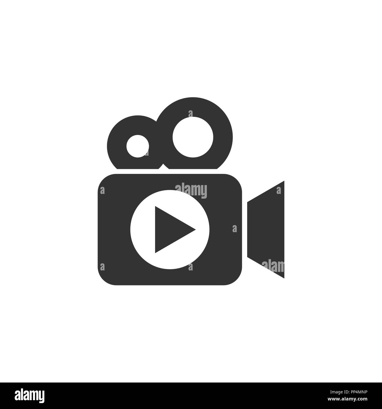 Symbol Videokamera im flachen Stil. Film abspielen, Vector Illustration auf weißem Hintergrund isoliert. Video streaming Business Konzept. Stock Vektor