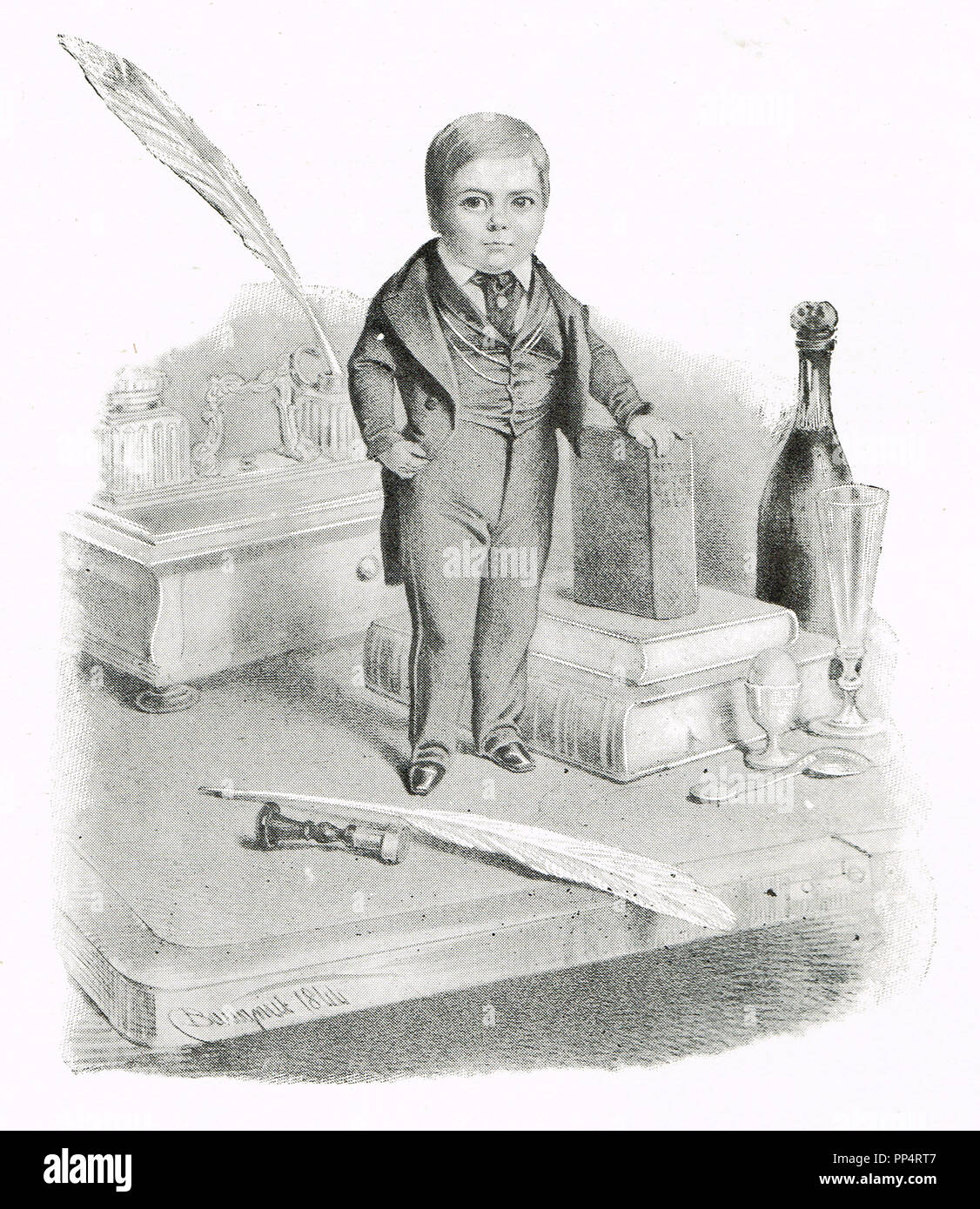 Charles Sherwood Stratton, besser bekannt unter seinem Künstlernamen Allgemeine Tom Thumb bekannt, im Jahr 1844, bei einem Besuch in Victoria Stockfoto