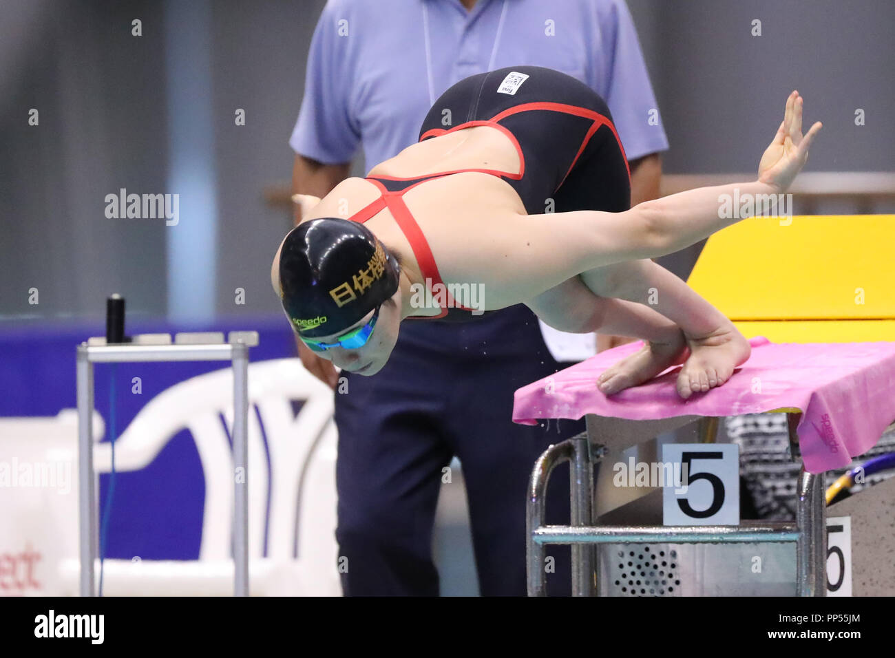 Yokohama International Swimming Centre, Kanagawa, Japan. 22 Sep, 2018. Sakura Koike, 22. SEPTEMBER 2018 - Schwimmen: 2018 Japan Para Schwimmen Meisterschaften der Frauen 100 m Brust SB6 Wärme bei Yokohama International Swimming Centre, Kanagawa, Japan. Credit: YUTAKA/LBA SPORT/Alamy leben Nachrichten Stockfoto