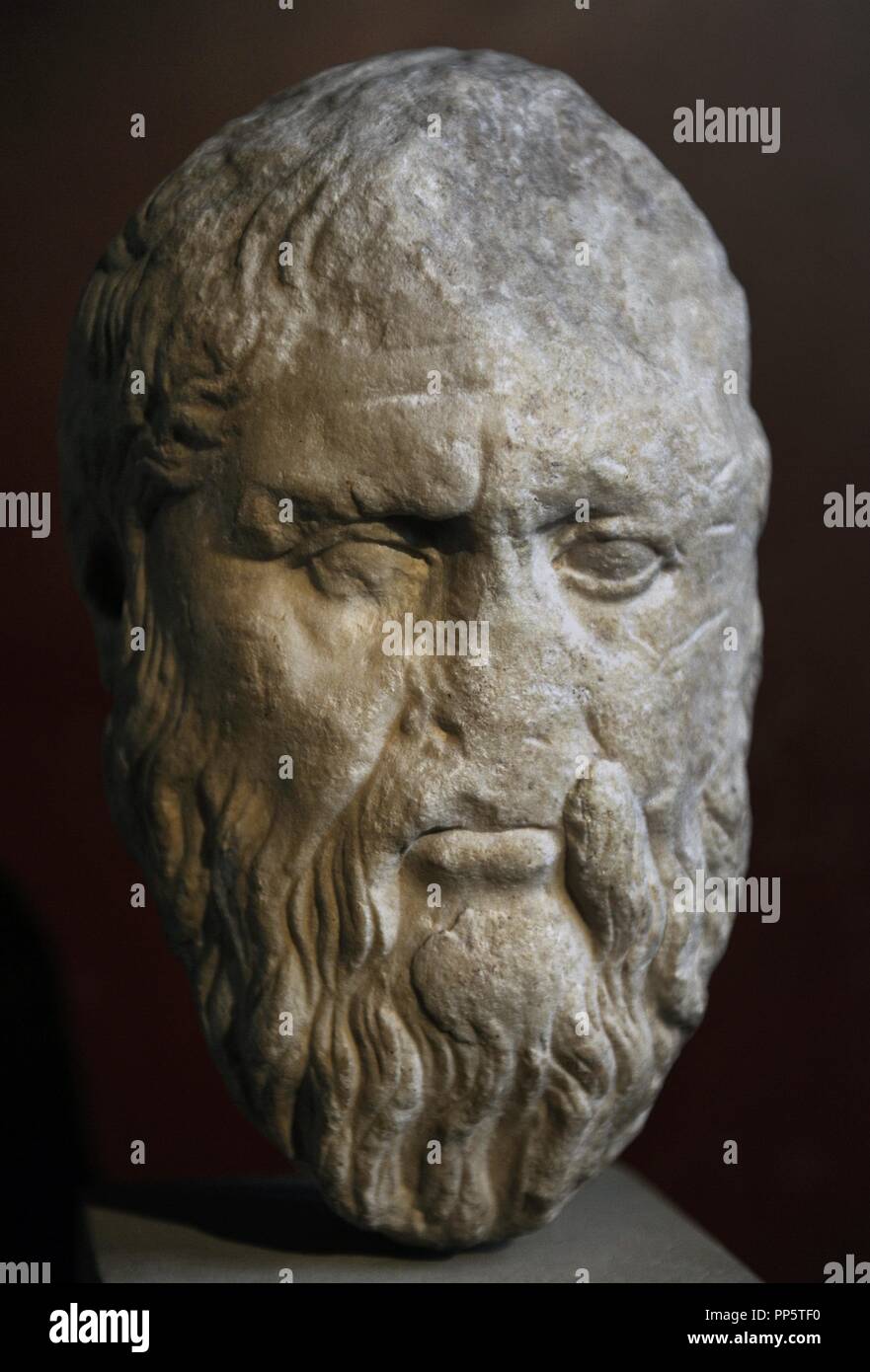 Platon (428-348 v. Chr.). Der griechische Philosoph. Büste. Marmor. Römische Kopie der 1. Jahrhundert Nach dem griechischen Original des 4. vorchristlichen Jahrhundert. Neues Museum. Berlin. Deutschland. Stockfoto