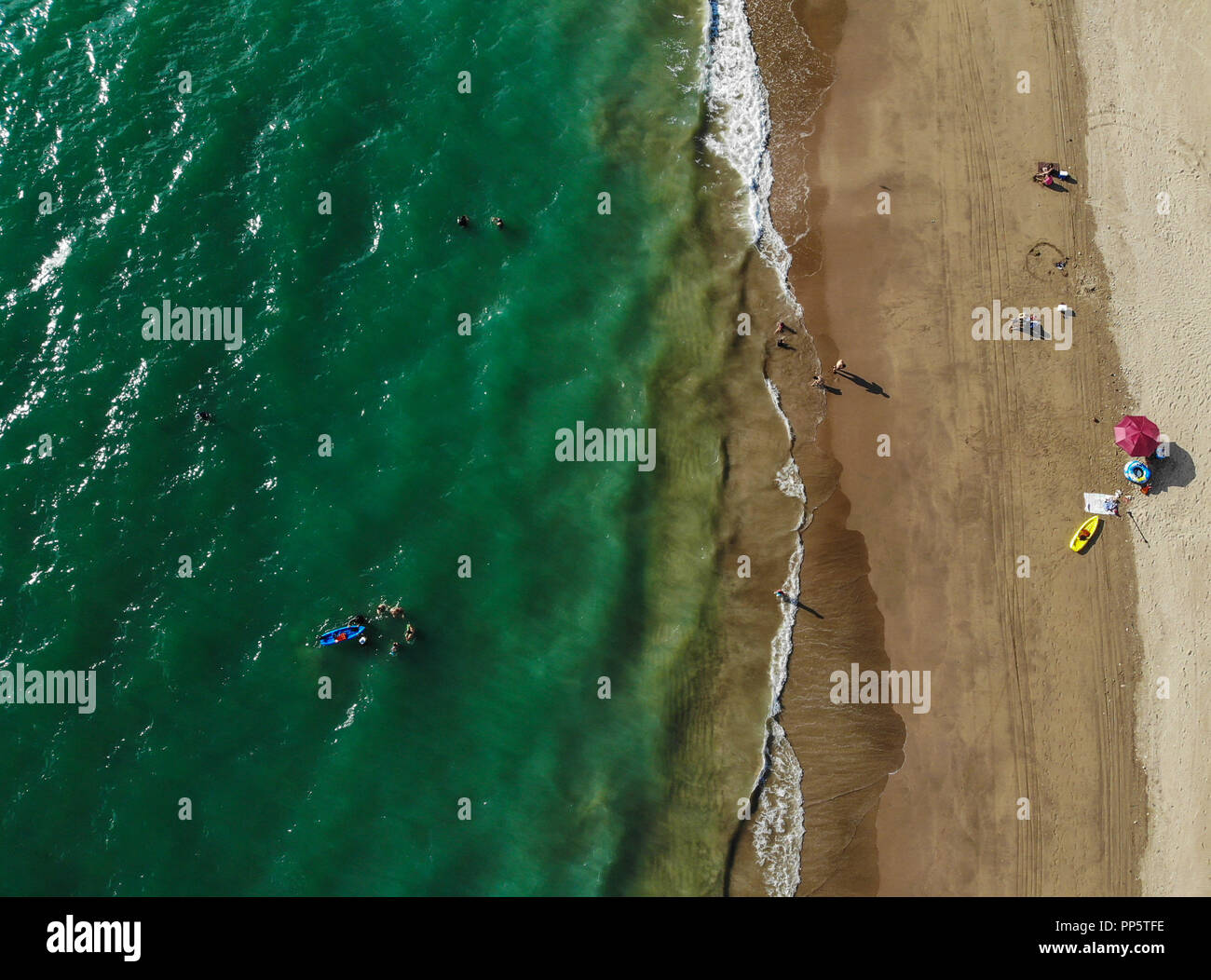 Luftaufnahme von Kino Bay in Sonora, Mexiko. Strand. Touristische Destination........ Vista aerea de Bahía de Kino de Sonora, Mexiko. Playa. Destino Turistico Stockfoto