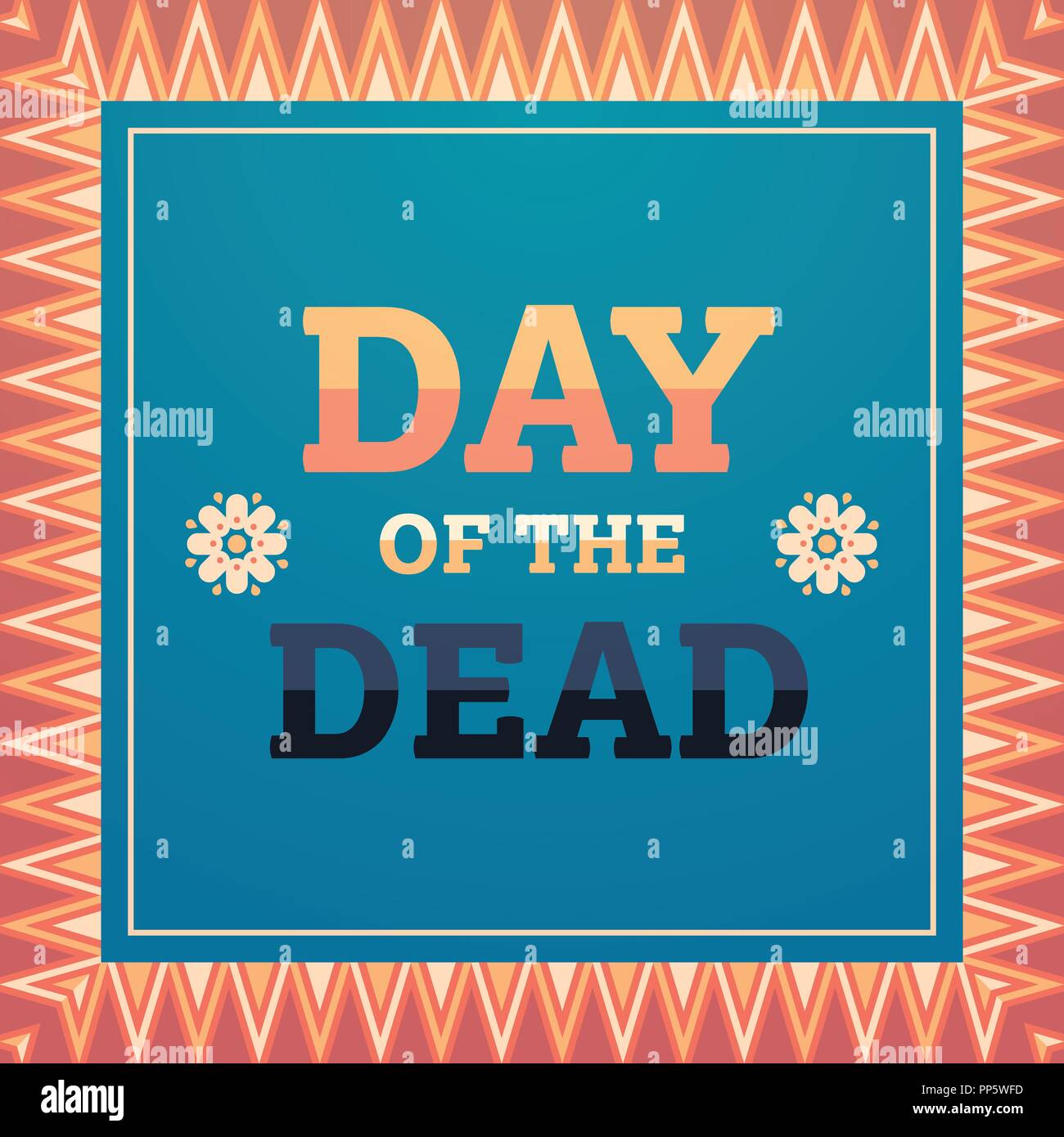 Tag der Toten traditionelle mexikanische halloween Dia de los Muertos Holiday Party Dekoration Einladung Grußkarte flach Stock Vektor