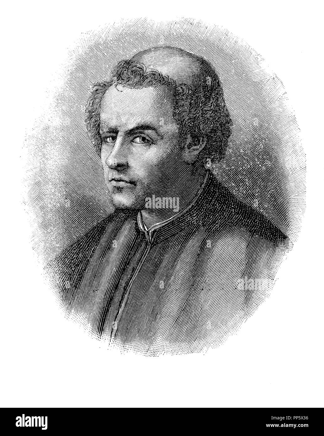 Gravur Portrait von Burchiello (1404-1449), Pseudonym von Domenico di Giovanni, italienischer Dichter und Gründer einer Schule des Schreibens, viel imitiert. Stockfoto Gravur Portrait von Burchiello (1404-1449), Pseudonym von Domenico di Giovanni, italienischer Dichter und Gründer einer Schule des Schreibens, viel imitiert. Stockfoto