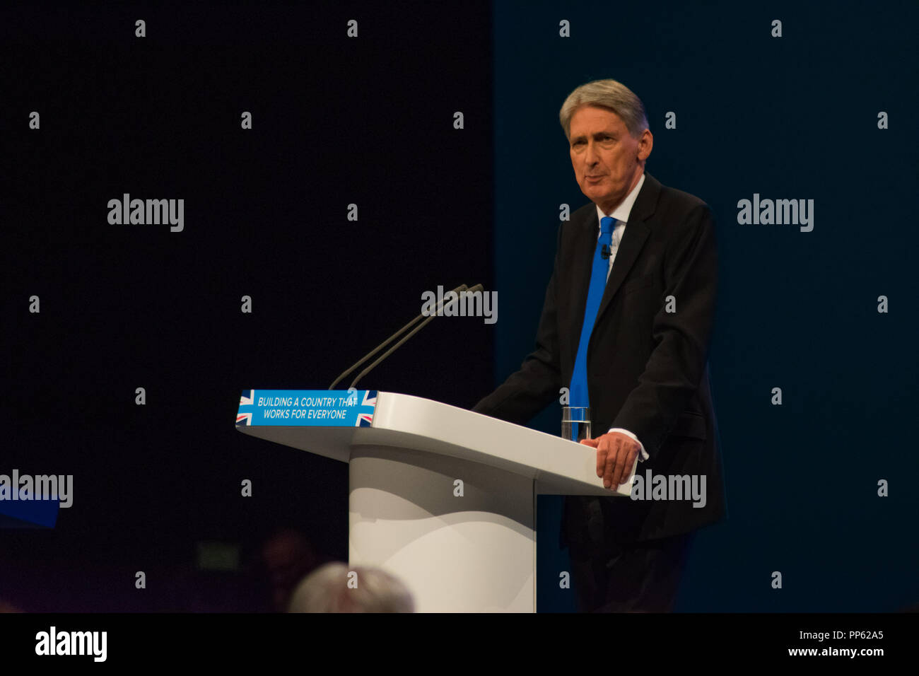 2. und 3. Oktober 2017 - Der schatzkanzler Philip Hammond Rede am Parteitag der Konservativen Partei 2017 in Manchester, UK. Stockfoto