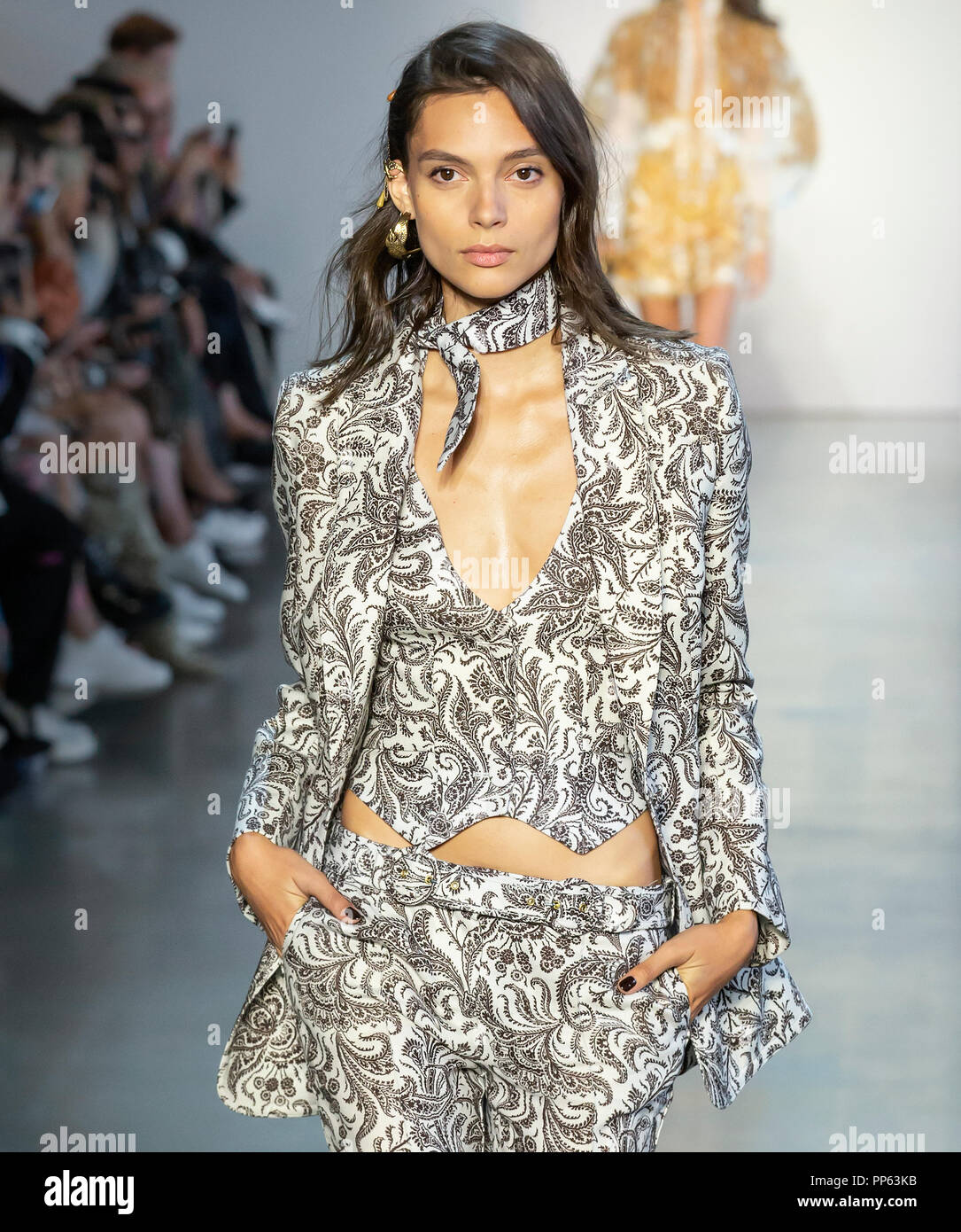 NEW YORK, NY - 10. September 2018: charlee Fraser geht der Start- und Landebahn an der Zimmermann Frühling Sommer 2019 fashion show während der New York Fashion Week Stockfoto