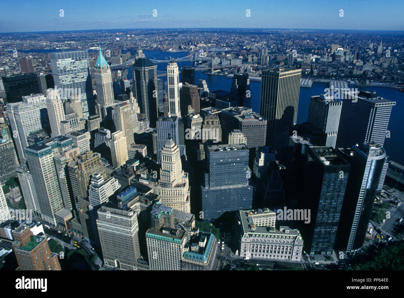 FINANCIAL DISTRICT DOWNTOWN SKYLINE MANHATTAN NEW YORK CITY USA Stockfoto