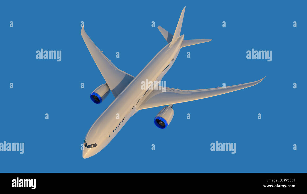 Flugzeug weg fliegen in den Himmel. 3D-Rendering Stockfoto