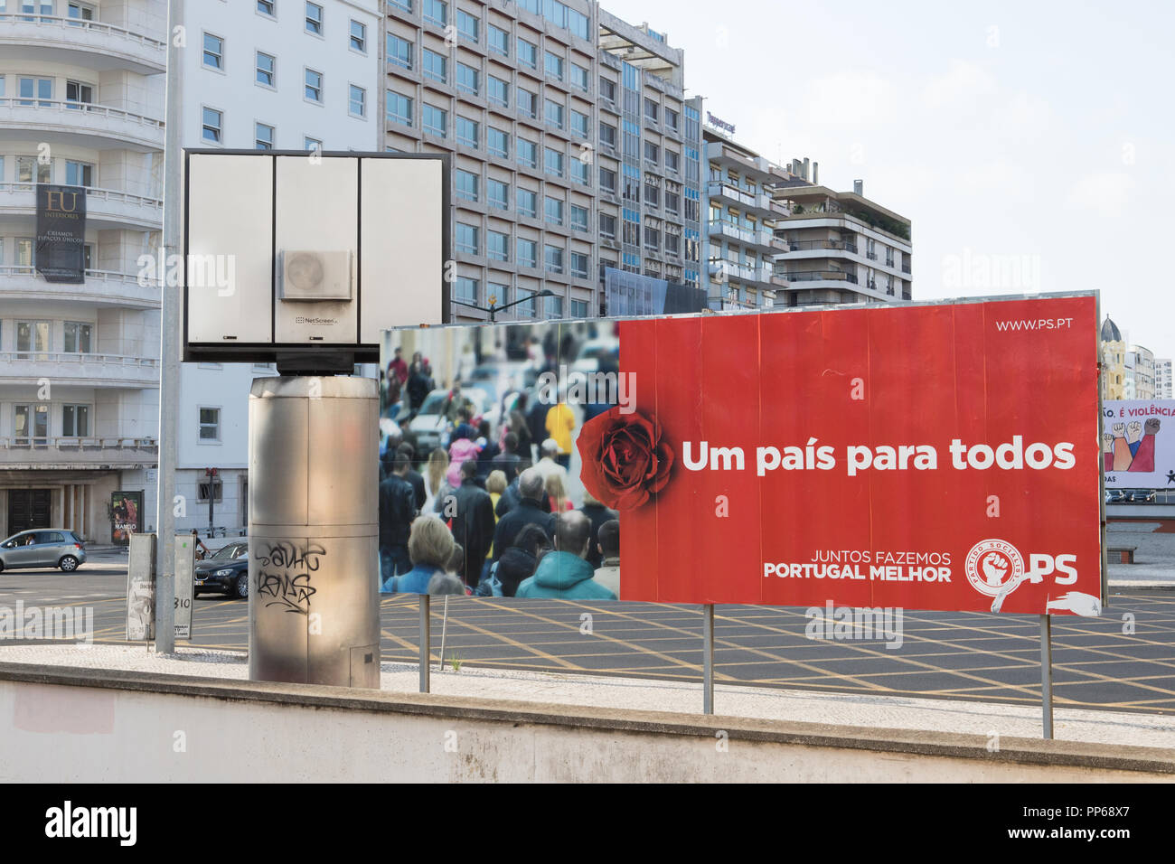 Lissabon Portugal 2018 politische Kartell auf Straße Stockfoto