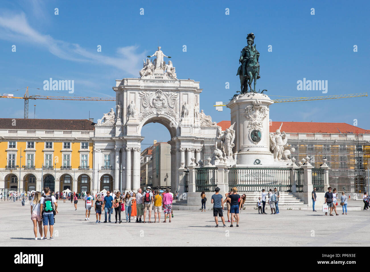 Praca do Comercio, Commerce Square, Baixa, Touristen, Lissabon, Portugal. Stockfoto