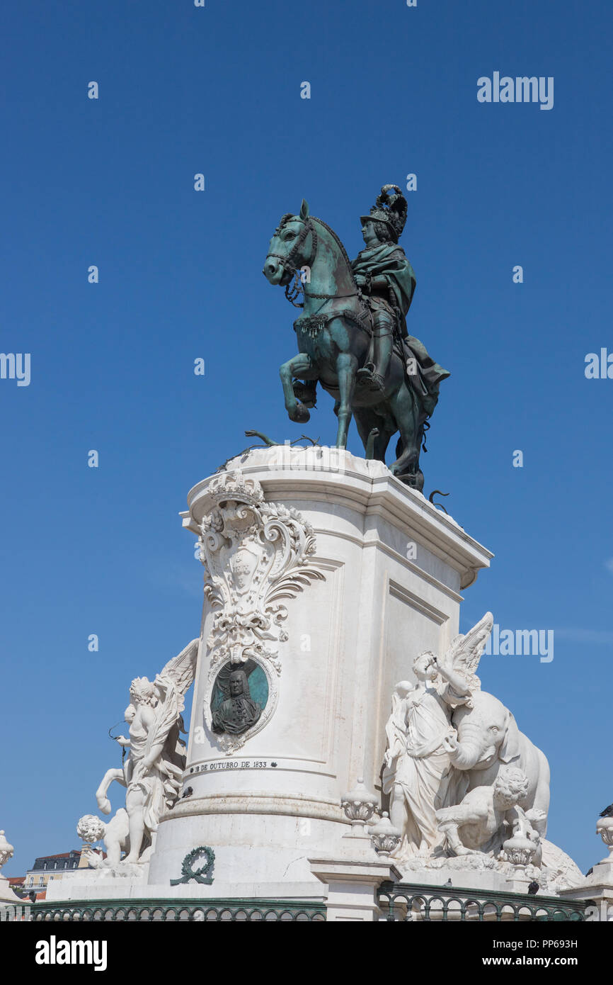 Statue von Don Jose, Placa de o Comercio, Lissabon, Portugal Stockfoto