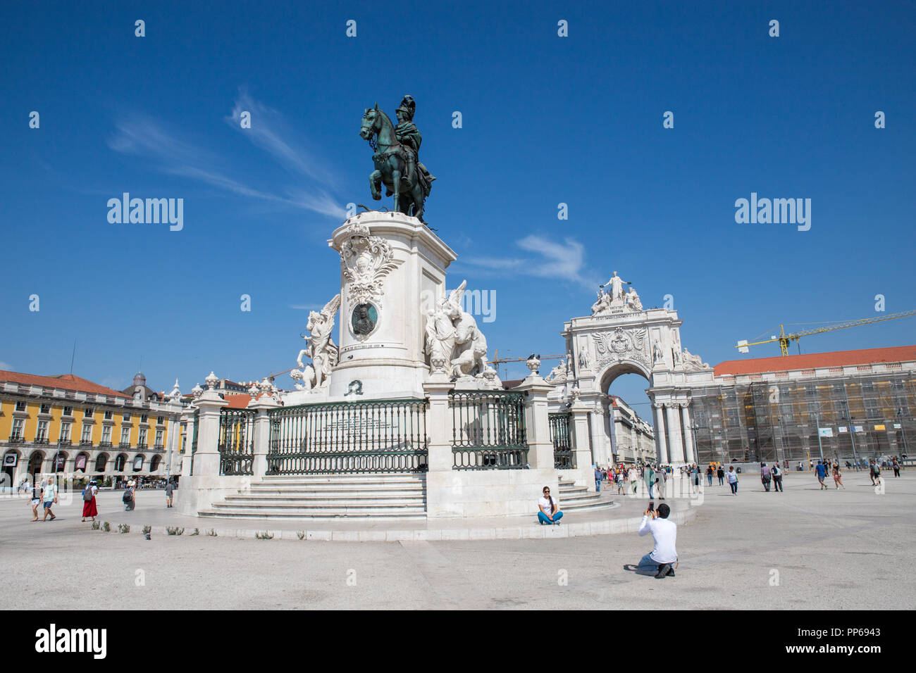 Praca do Comercio, Commerce Square, Baixa, Lissabon, Portugal. Stockfoto