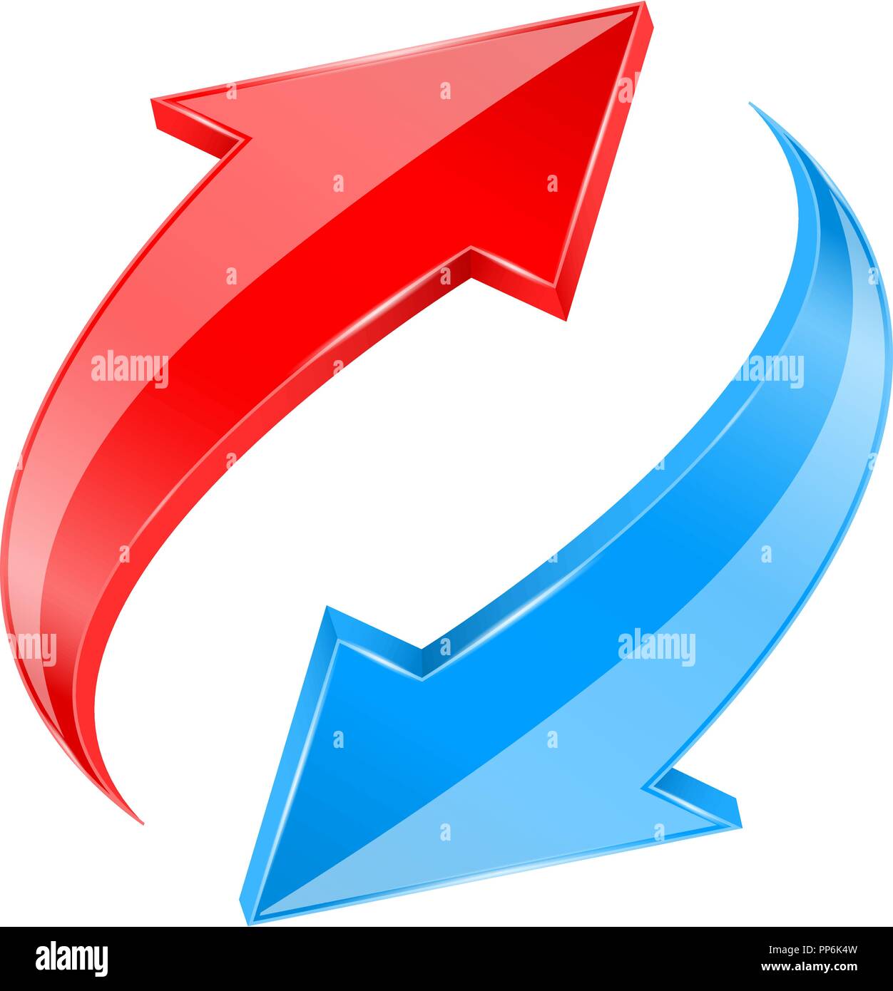 Rote und blaue Pfeile gesetzt. Recycling Zeichen Stock Vektor