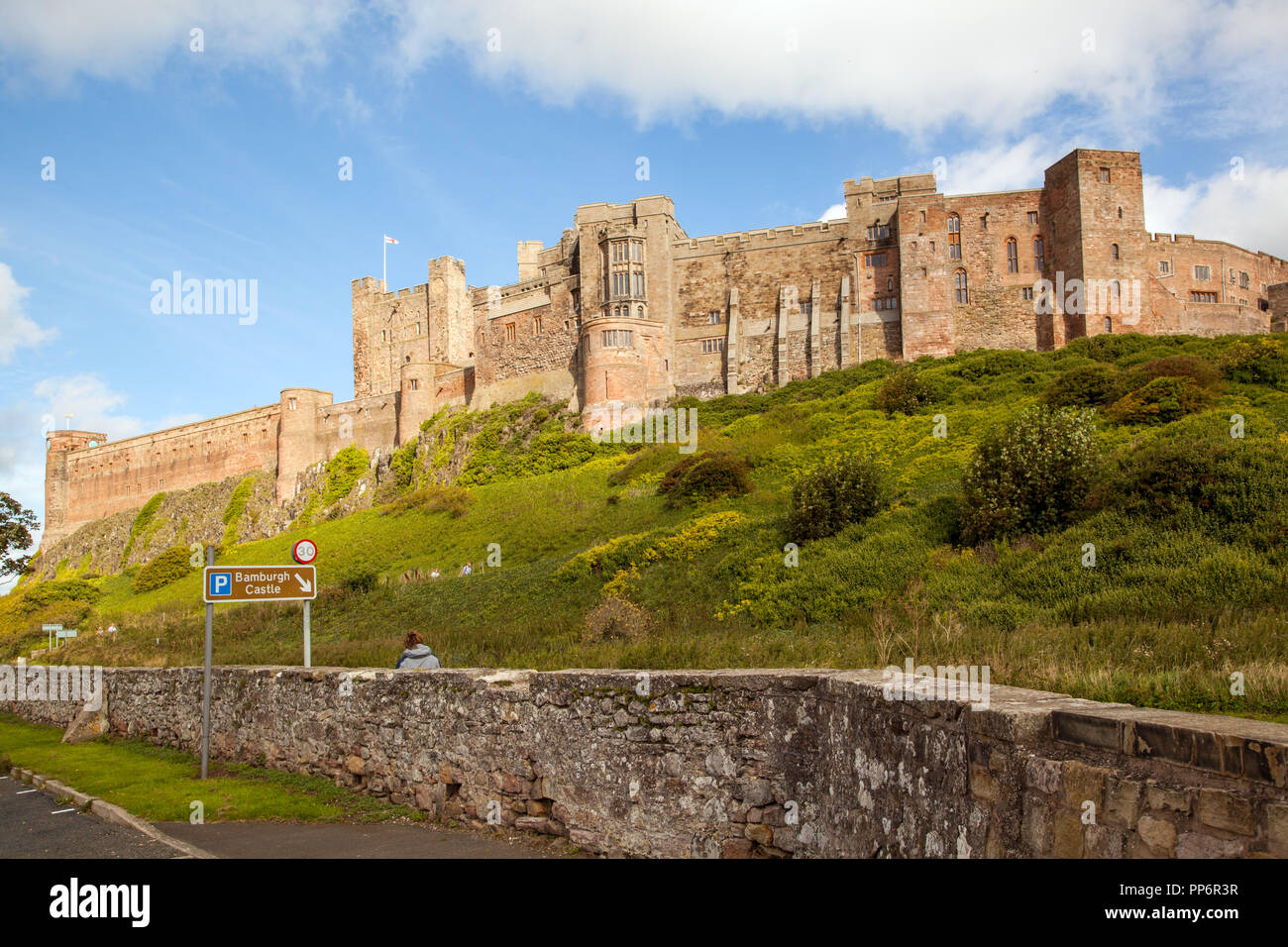 Bamburgh Castle Northumberland in Nord-Ost-England UK Standort für die Verfilmung von Harry Potter Film Stockfoto