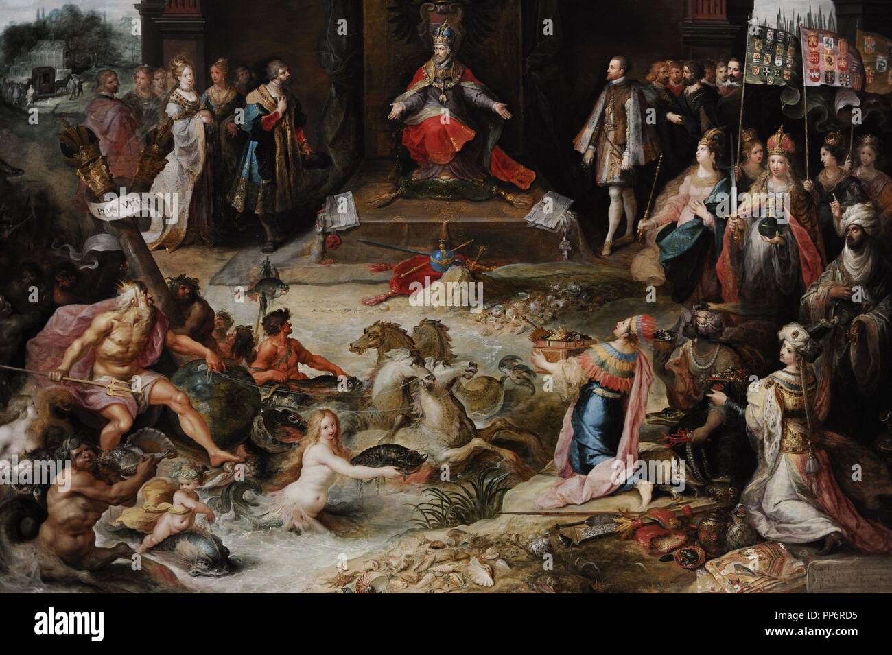 Frans Francken der Jüngere (1581-1642). Flämische Maler. Allegorie der Abdankung von Kaiser Karl V in Brüssel, c 1630-1640. Rijksmuseum. Amsterdam. Holland. Stockfoto