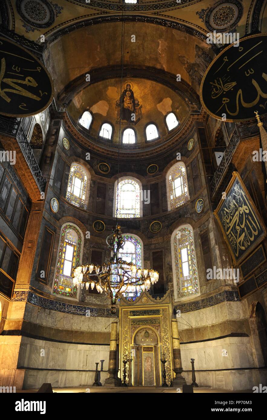 Turkei. Istanbul. Hagia Sophia. Innenraum. Stockfoto