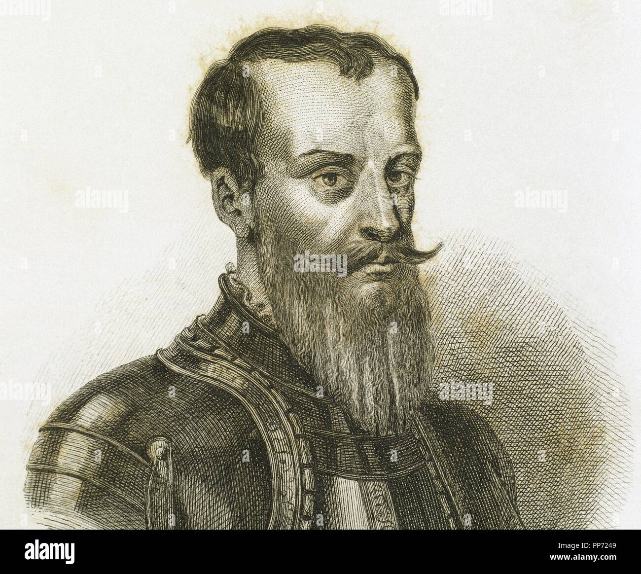 Jan Karol Chodkiewicz (1560-1621). Polnische Militär, Kommandant der PolishÐLithuanian Commonwealth Armee. Porträt. Gravur. Stockfoto