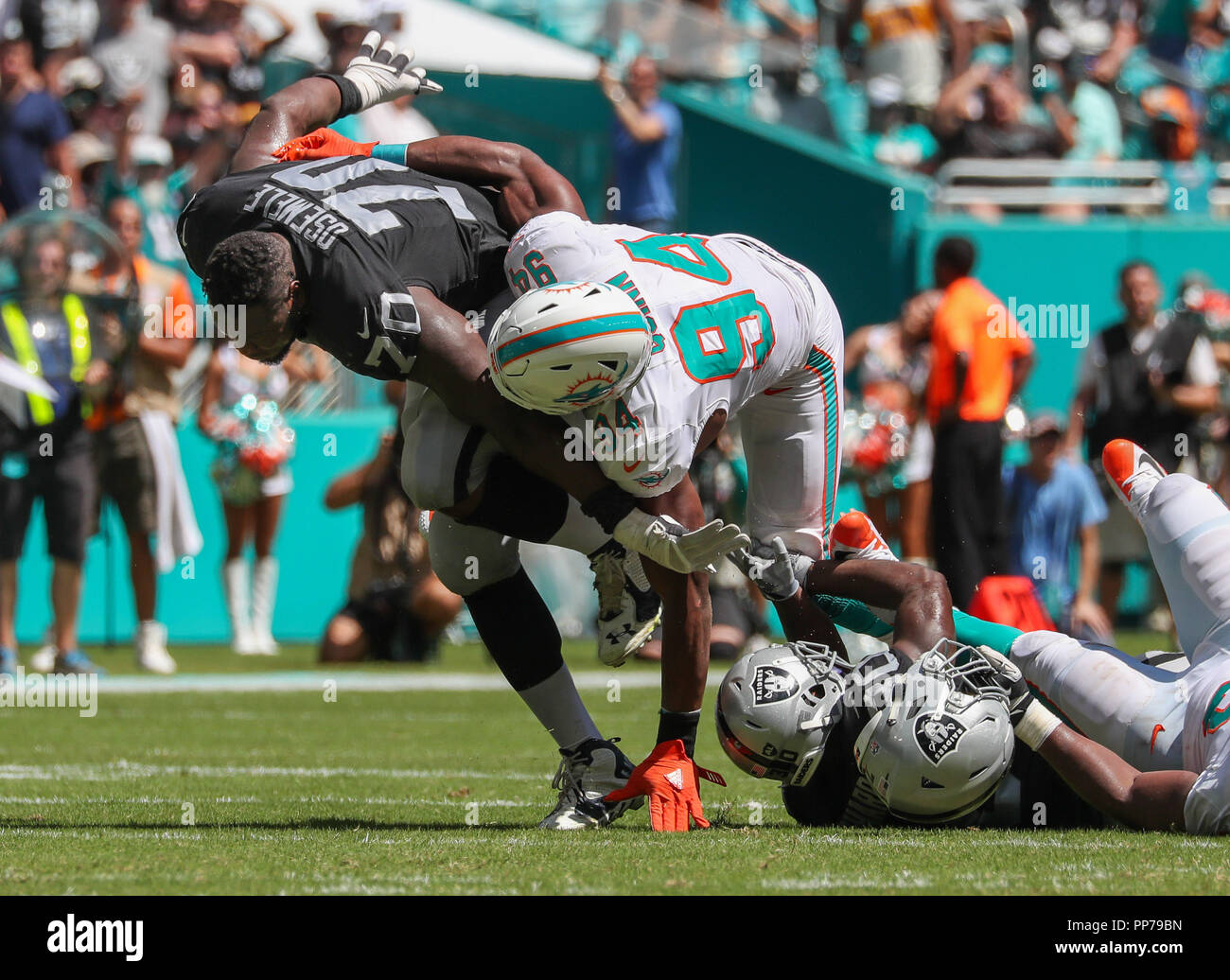 Miami Dolphins offensive tackle Robert Hunt (68) walks to the huddle during  a NFL football game against the Minnesota Vikings, Sunday, Oct.16, 2022 in  Miami Gardens, Fla. (AP Photo/Alex Menendez Stock Photo 