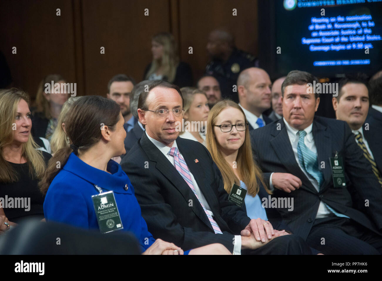 Washington DC, September 4,2018, USA: stellvertretender Attorney General Rod Rosenstein nimmt an den ersten Tag des Richters Brett Kavanaugh Anhörung der Oberste Gerichtshof geworden Gerechtigkeit auf dem Capitol Hill in Washington DC. Patsy Lynch/MediaPunch (Archivfoto) Stockfoto