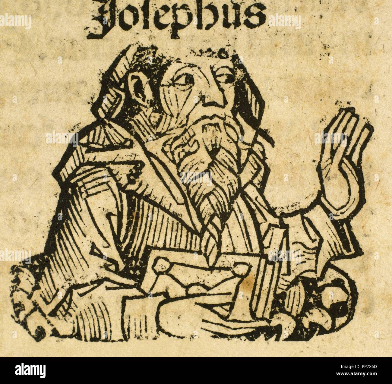 Titus Flavius Josephus (37-100 A.B). Erstjahrhundert Romano-jüdischer Gelehrter, Historiker und Hagiographer. Porträt. Kupferstich aus dem 16. Jahrhundert. Stockfoto