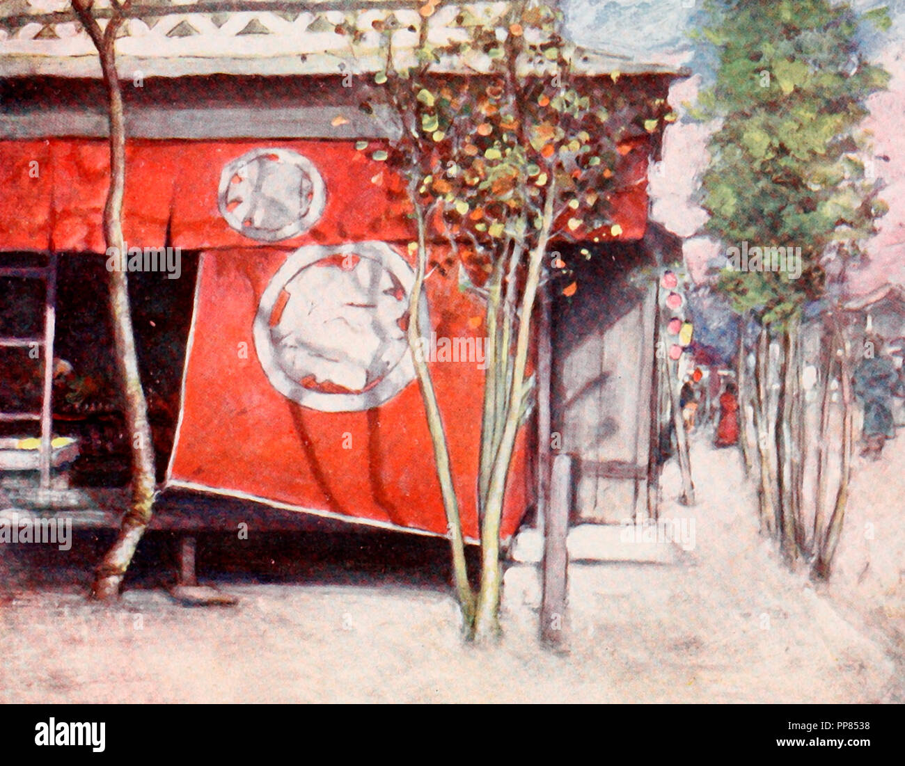 Der rote Vorhang - Japan, ca. 1900 Stockfoto