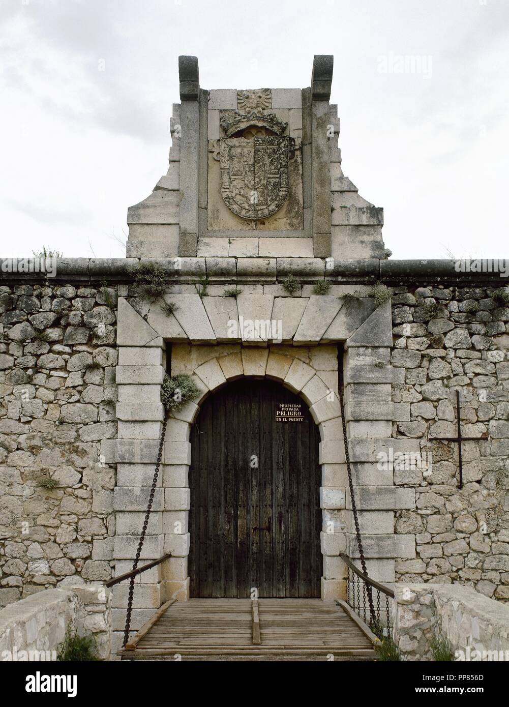 Spanien. Chinchón. Burg der Grafen. Zwischen 15. und 16. Jahrhundert erbaut. Von außen. Autonome Gemeinschaft Madrid. Stockfoto