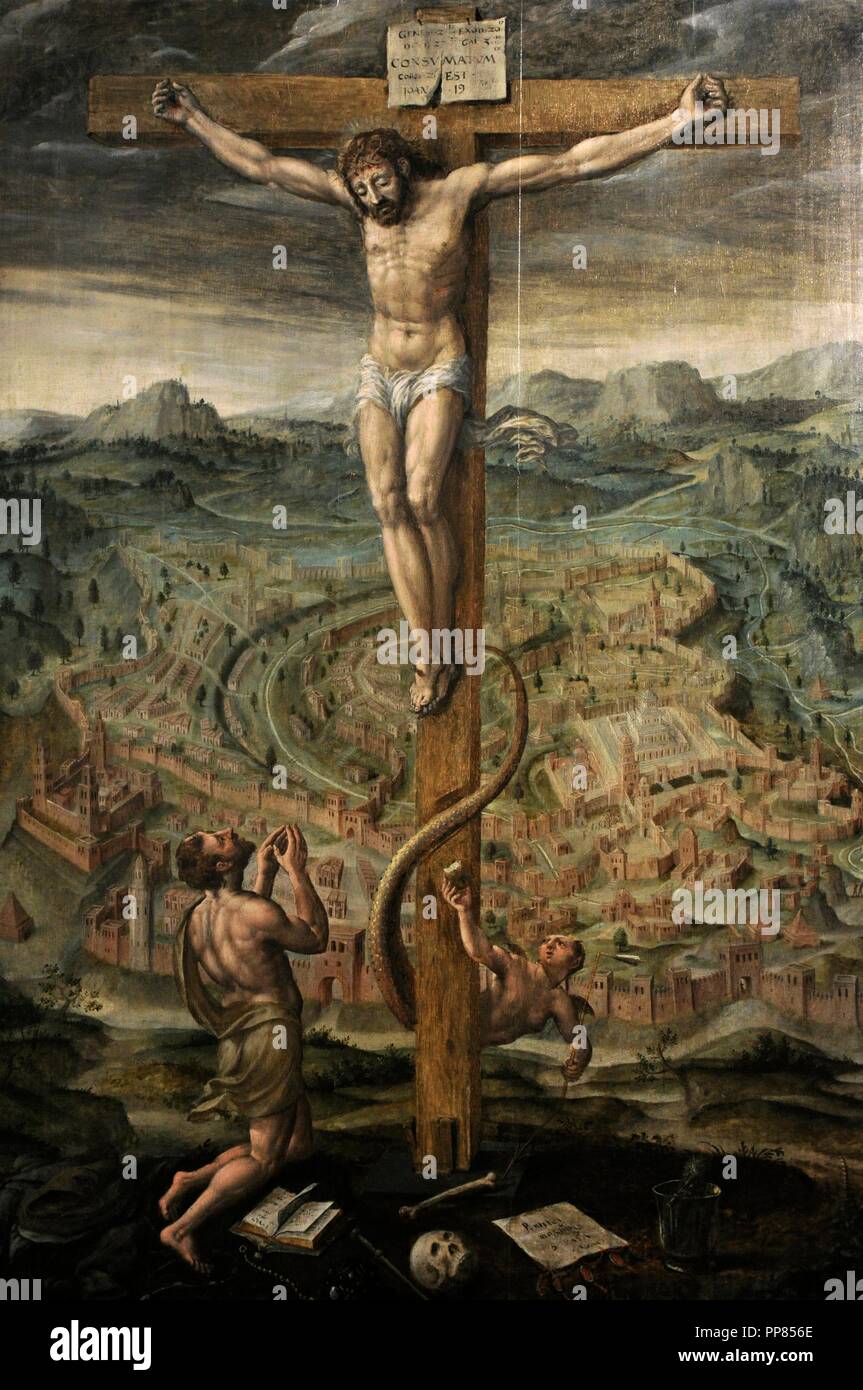 Hans Vredenab de Vries (1527-1606). Maler der niederländischen Renaissance. Die Allegorie der Erlösung und der Sünde. Danzig, 1596. Öl auf Holz. National Museum. Danzig. Polen. Stockfoto