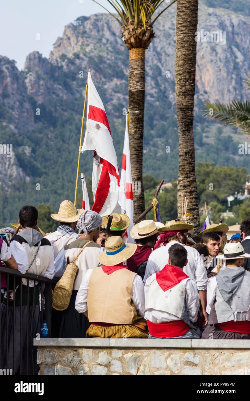 Moros y Cristianos, 'Es Firó", Playa d'en Repic, Soller, Sierra de Tramuntana, Mallorca, Balearen, Spanien, Europa. Stockfoto