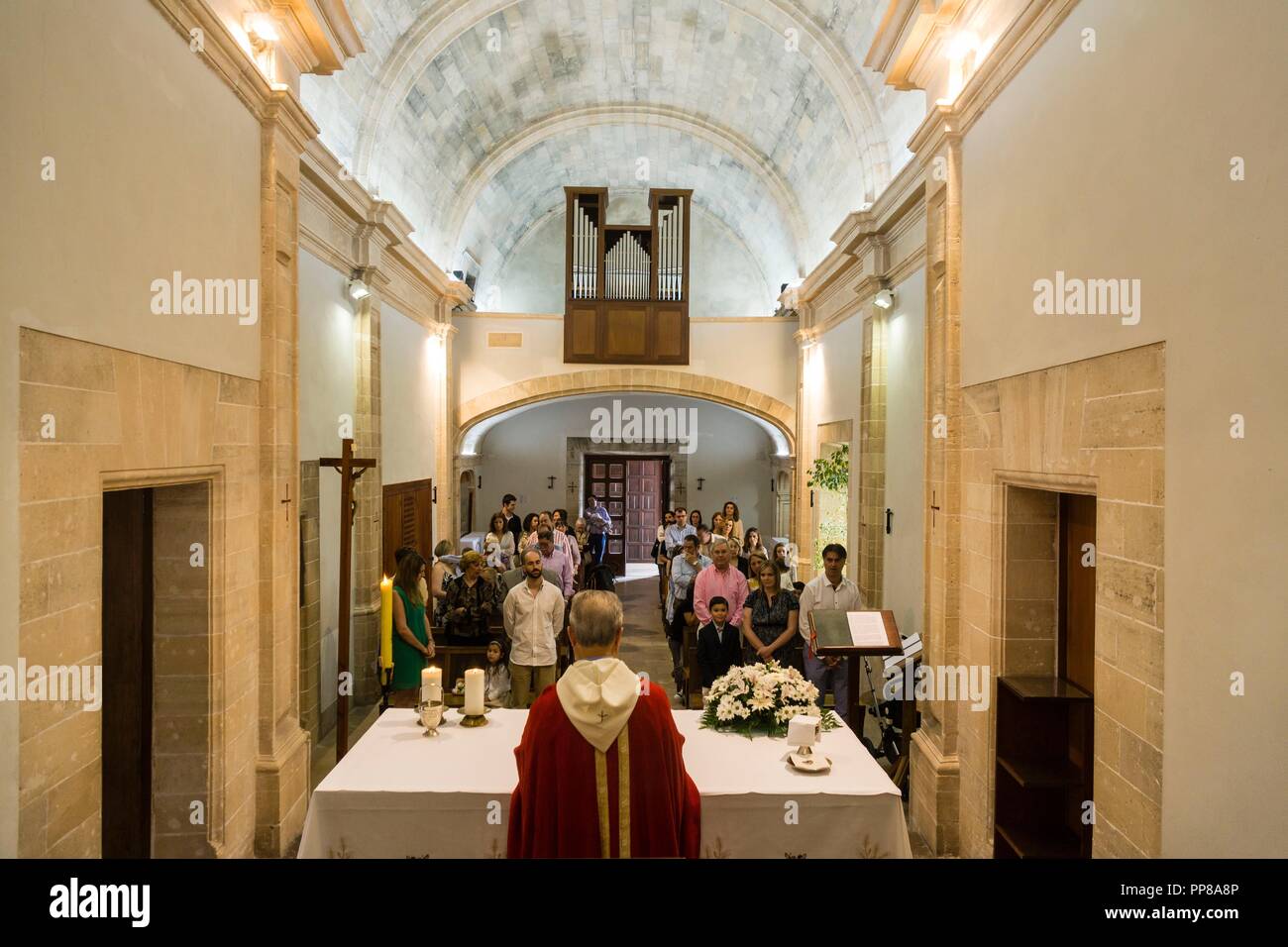 Sacramento De La Eucaristia, Santuario de Cura, Algaida, Mallorca, Balearen, Spanien, Europa. Stockfoto