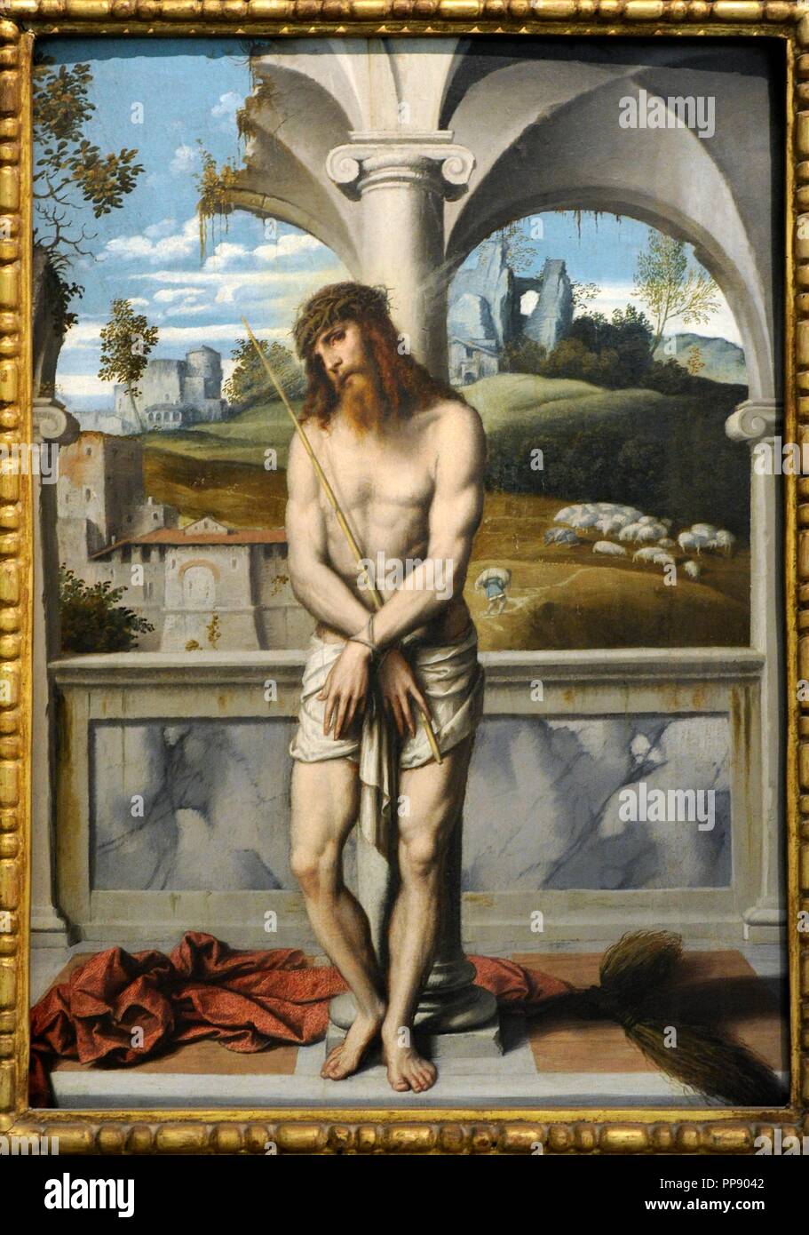 Alessandro Buonvicino genannt Moretto da Brescia (1498-ca.1554). Italienischer Maler. Christus an der Säule ca.1550. Farnese-Sammlung. Nationales Museum von Capodimonte. Neapel. Italien. Stockfoto