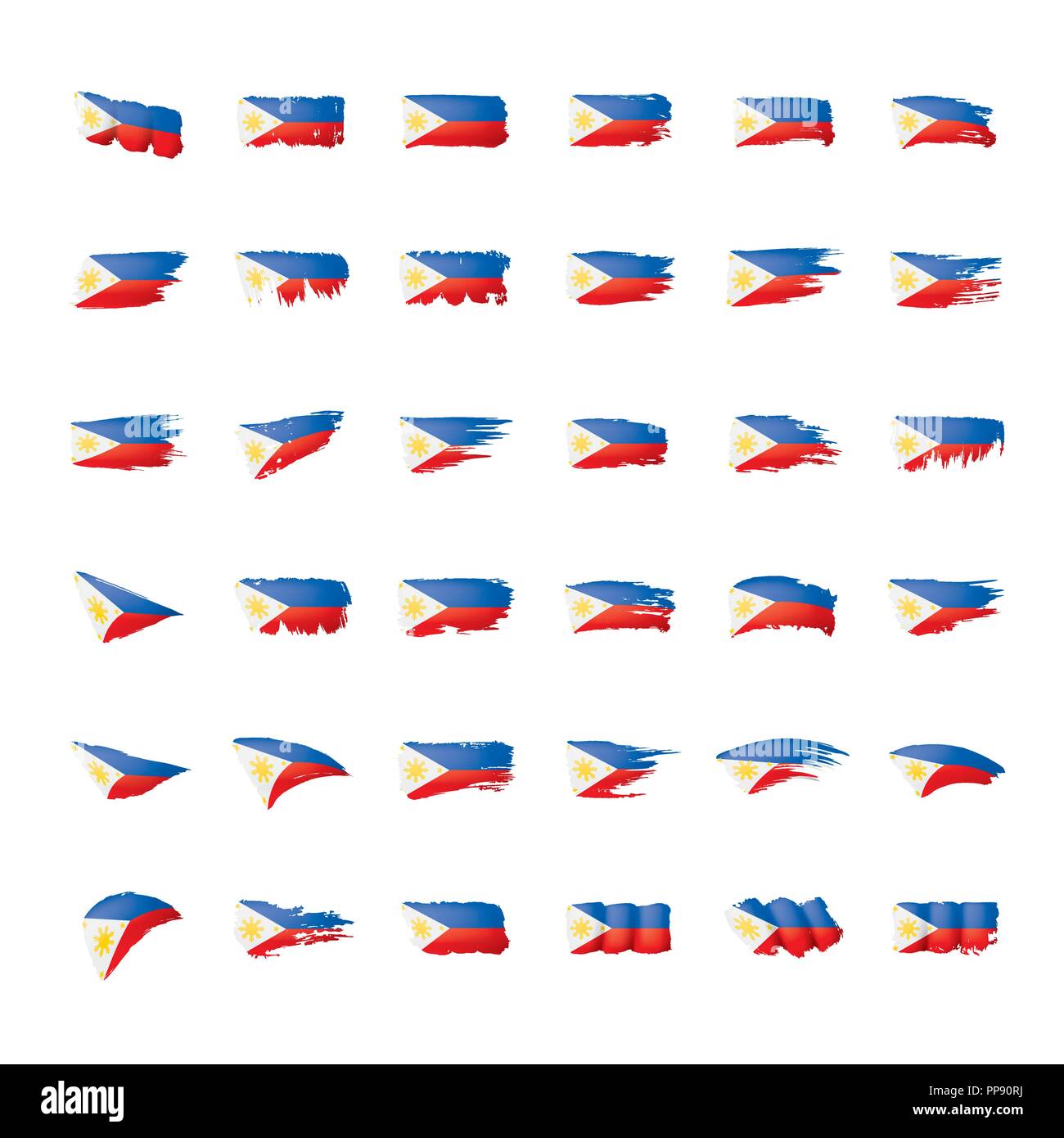 Philippinen Flagge, Vektor, Abbildung auf einem weißen Hintergrund. Stock Vektor