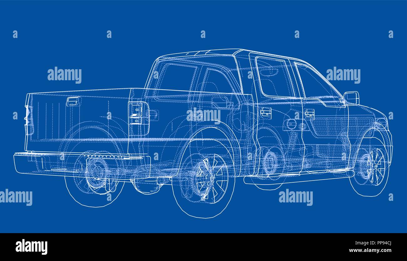 Auto SUV Zeichnung skizzieren. Vektor Rendering Stock Vektor