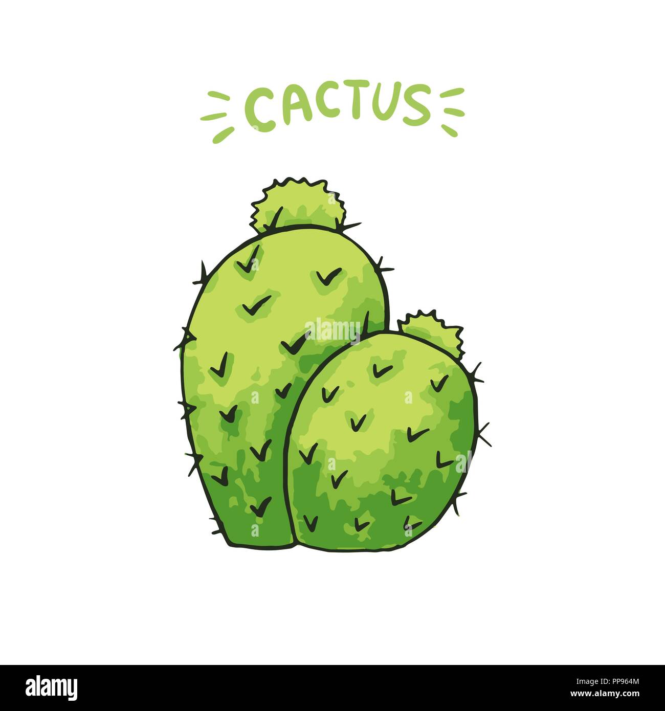 Mexikanischer Kaktus mit Stacheln oder Dornen und Blüten als isolierte Clipart für Cinco De Mayo Urlaub oder Feier. Genießbare Esculent wie Saguaro Kakteen, indische Abb. oder Mammillaria. Latin theme Stock Vektor