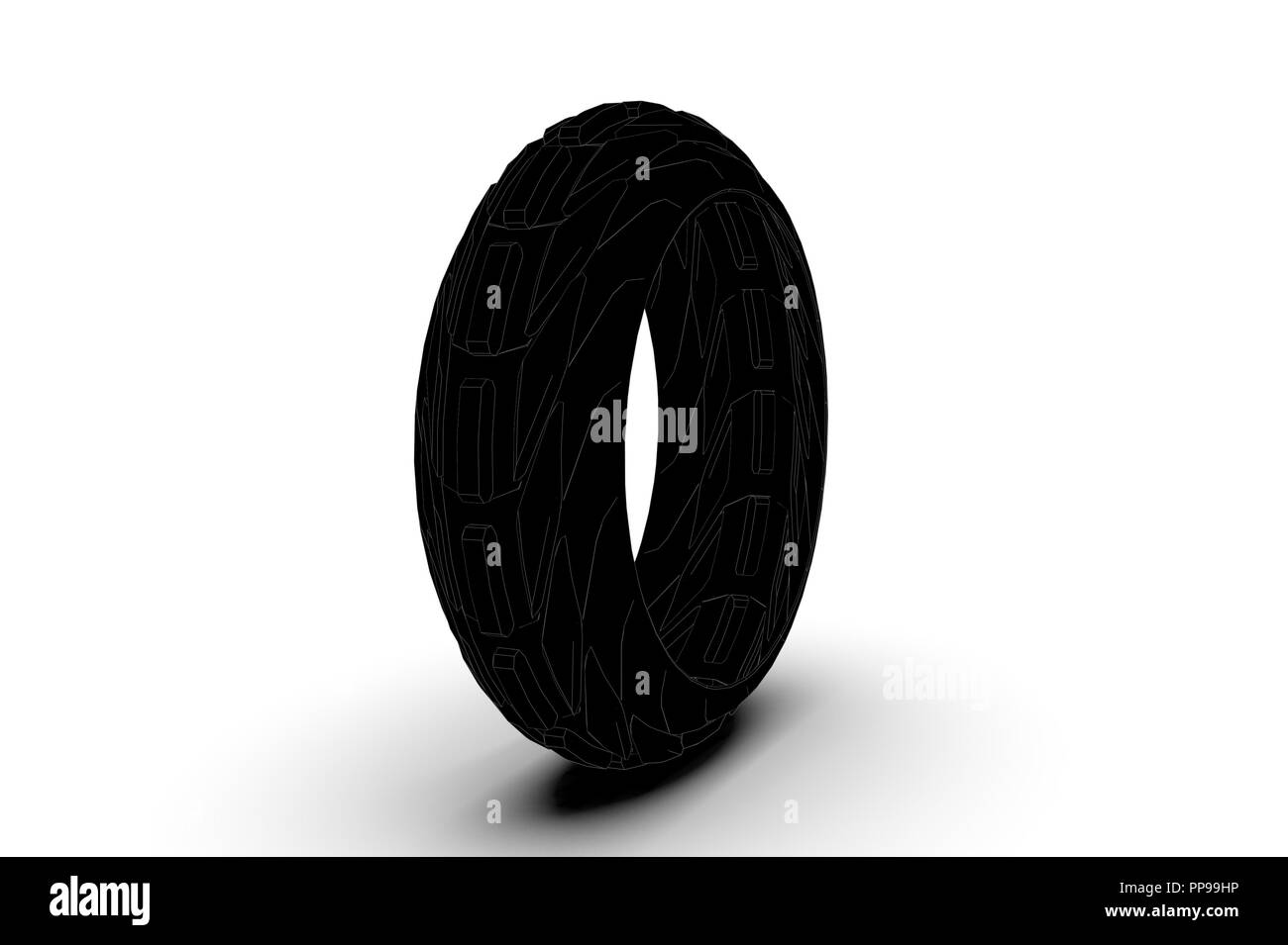 Autoreifen 3D Rendering isoliert auf weißem Hintergrund Stockfoto