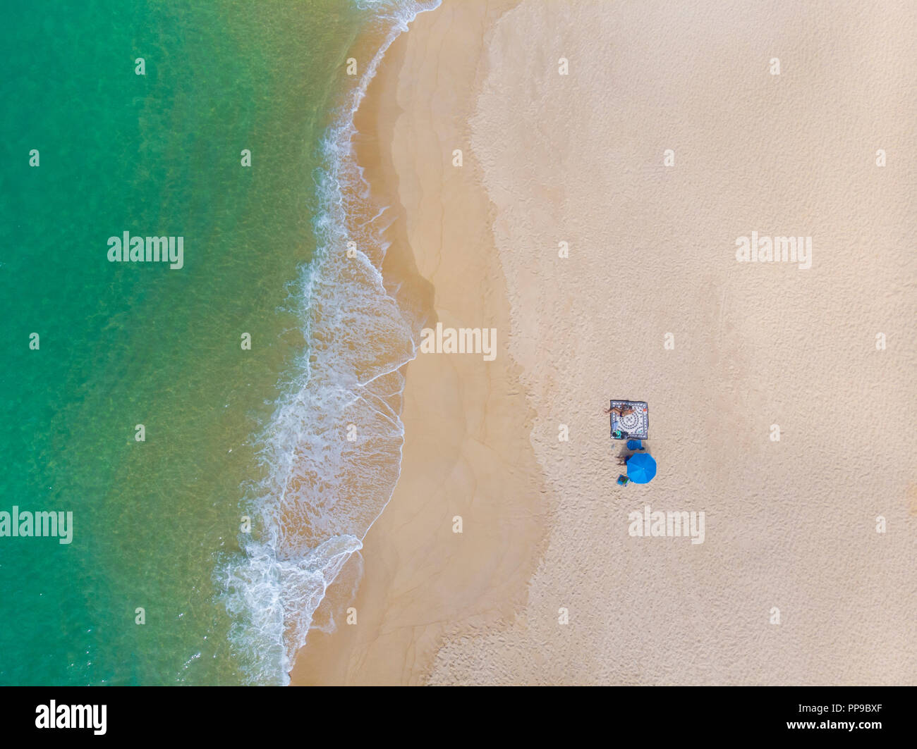 Luftaufnahme der Strände in Comporta, Portugal. Europas längste Ausdehnung von Sand. Stockfoto