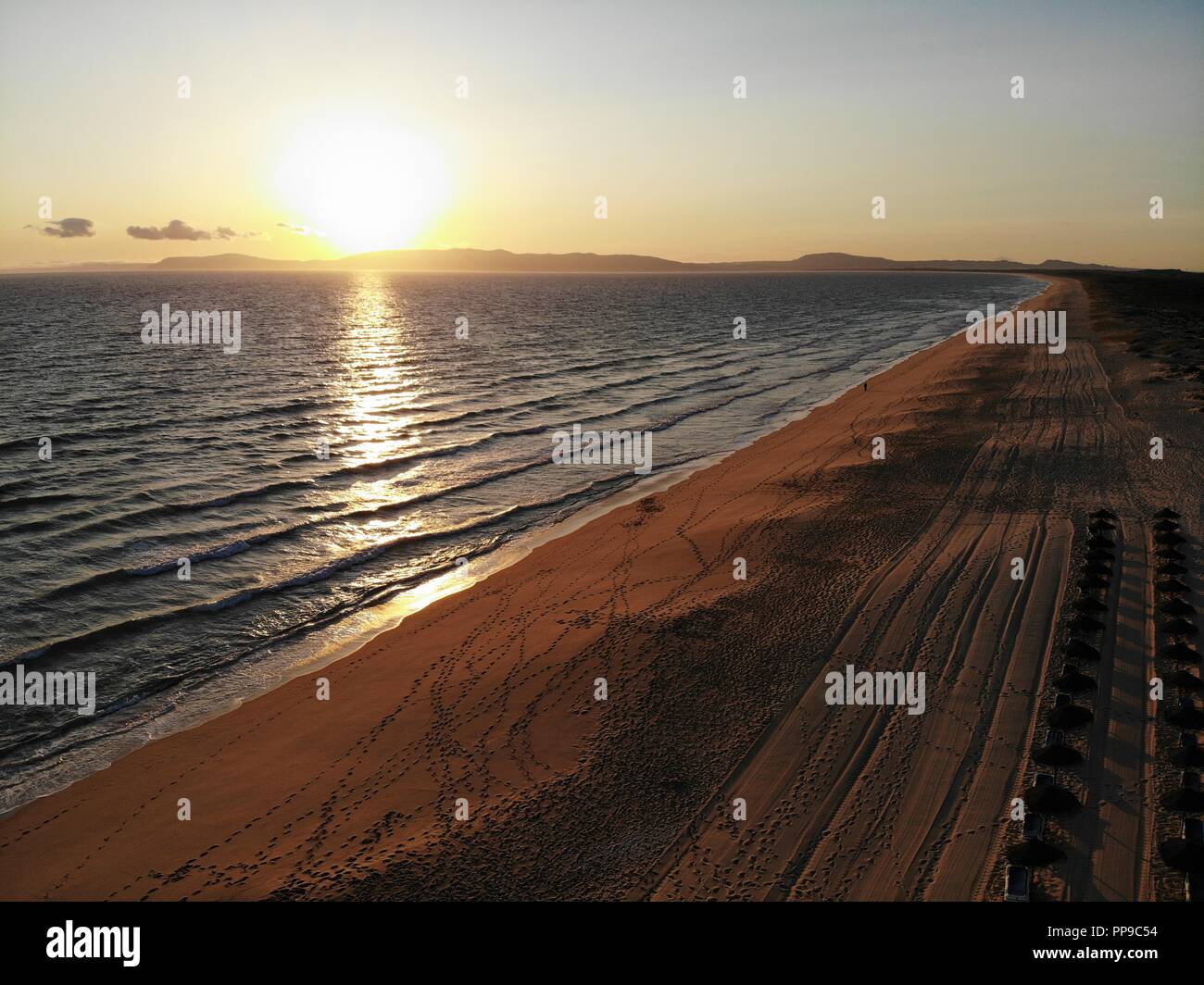 Anzeigen von Carvalhal Strand in Comporta bei Sonnenuntergang Stockfoto