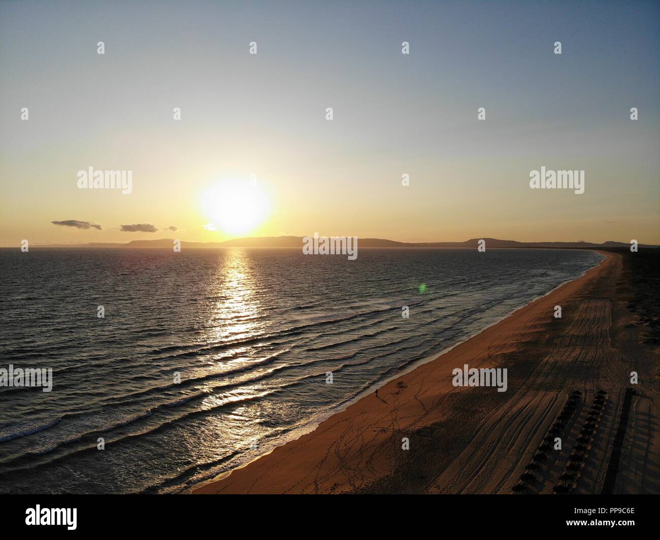 Anzeigen von Carvalhal Strand in Comporta bei Sonnenuntergang Stockfoto