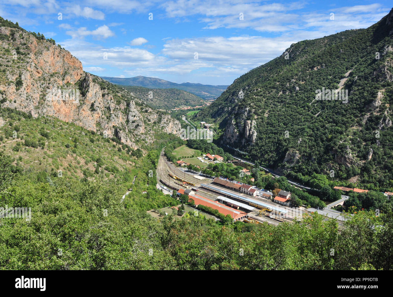 Bahnhof in Villefranche-de-Conflent, Pyrénées-orientales, Royal, Frankreich Stockfoto