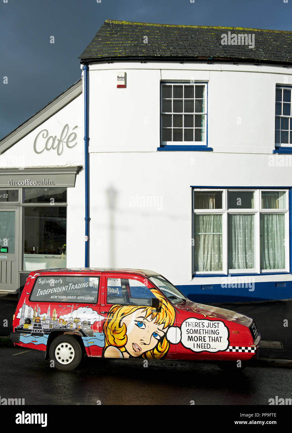 Reliant Robin im Appledore, Somerset, Engand UK Stockfoto