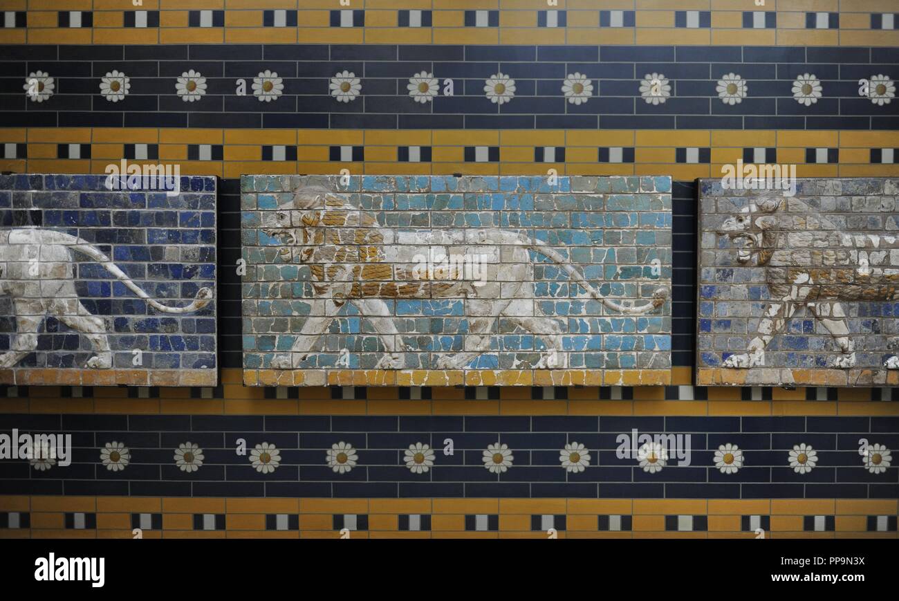 Babylon. Monumentale Prozession Straße. Relief des Löwen. Archäologisches Museum. Museum für alte Orient. Istanbul. Turkei. Stockfoto