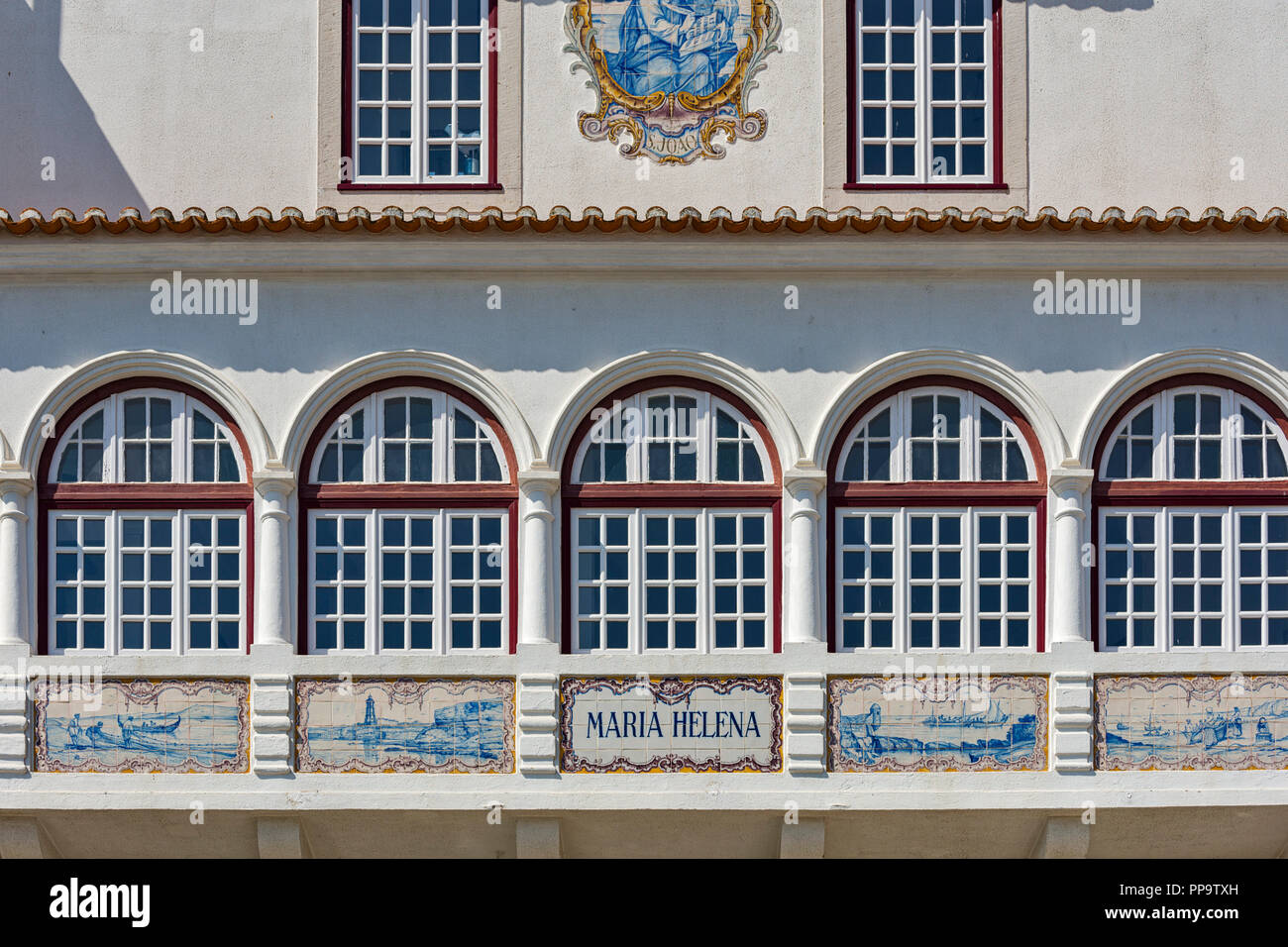 Cascais, Portugal, das Rathaus mit Azulejos Stockfoto