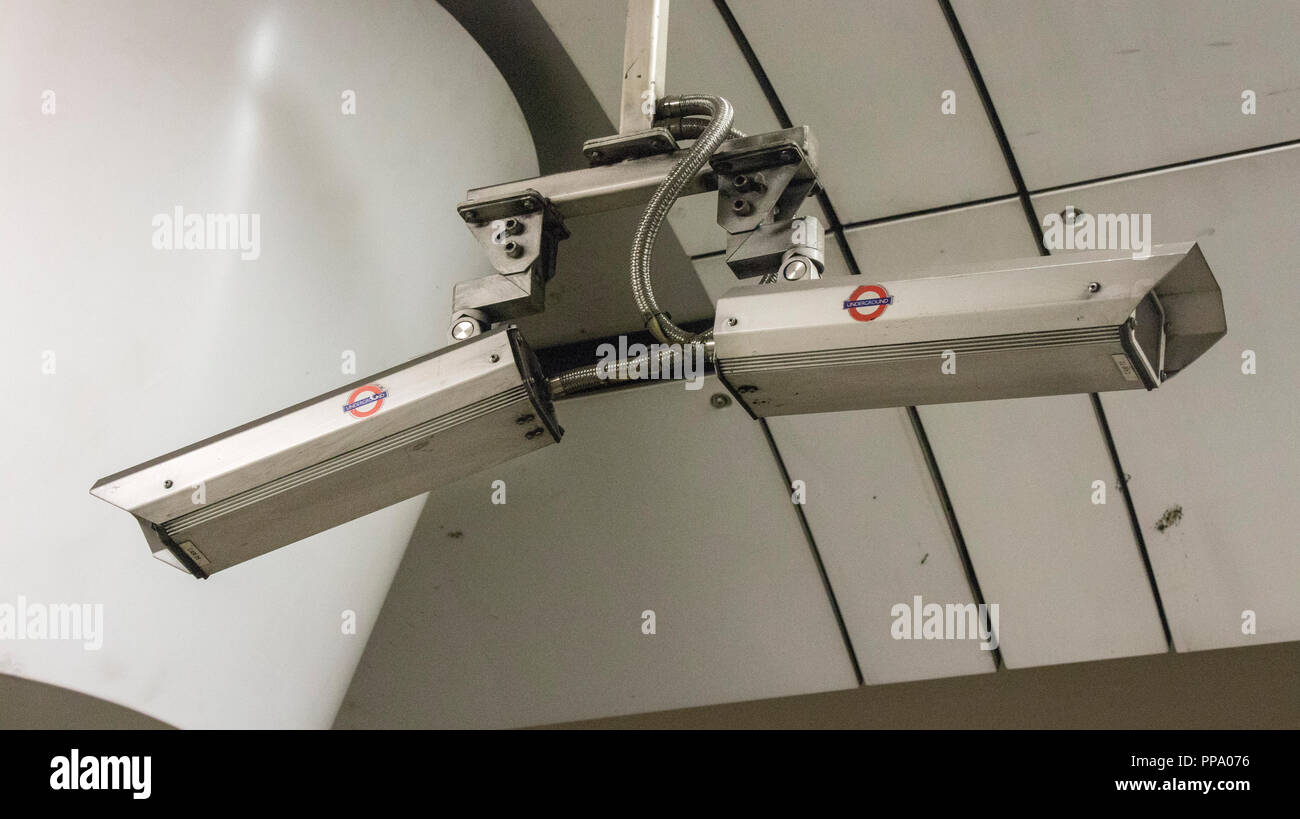 CCTV-Kameras, die Londoner U-Bahn Stockfoto