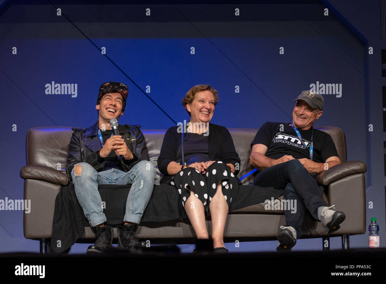 Fürth, Deutschland - 22. September 2018: Florian Clyde, Susanna Bonaséwicz und Hans-Georg Panczak bei Noris Force Con 5, drei Tag Star Wars Fan konventionelle Stockfoto