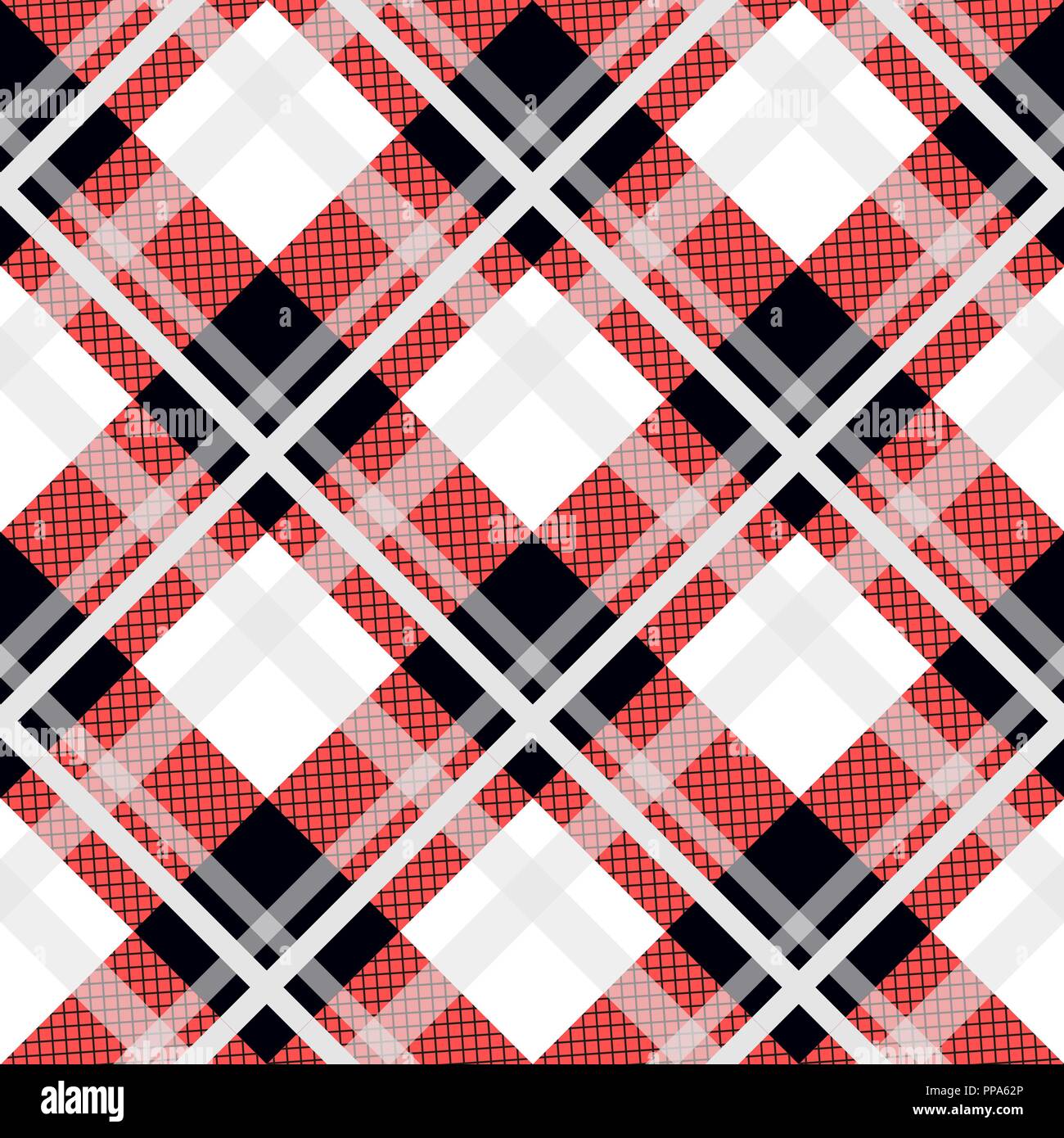 Menzies tartan Schwarz Rot kilt diagonal Stoff Textur Hintergrund nahtlose Muster. Vector Illustration. EPS 10. Keine Transparenz. Keine Steigungen. Stock Vektor